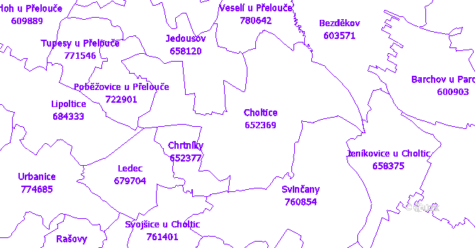 Katastrální mapa Choltice