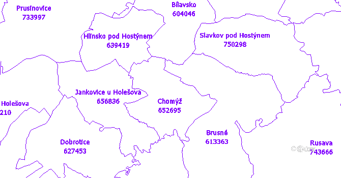 Katastrální mapa Chomýž