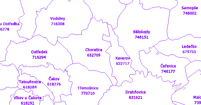 Katastrální mapa Choratice