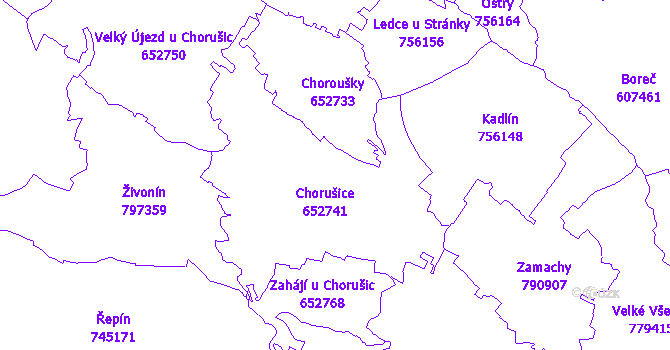 Katastrální mapa Chorušice