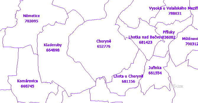 Katastrální mapa Choryně