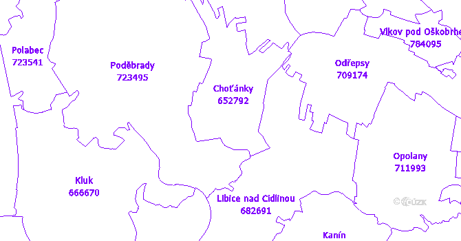 Katastrální mapa Choťánky