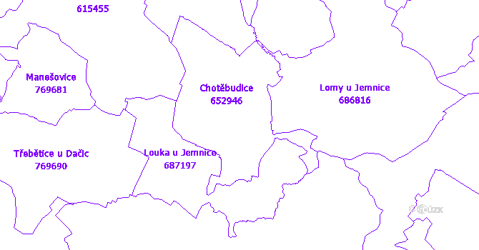 Katastrální mapa Chotěbudice