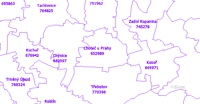 Katastrální mapa Choteč