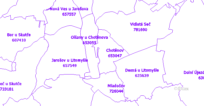 Katastrální mapa Chotěnov