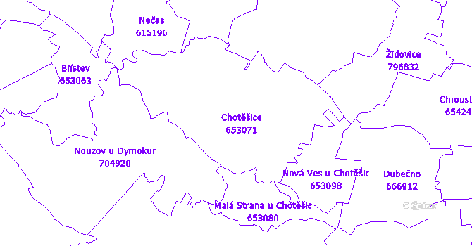 Katastrální mapa Chotěšice