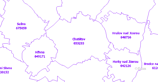 Katastrální mapa Chotětov