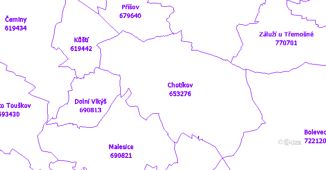 Katastrální mapa Chotíkov