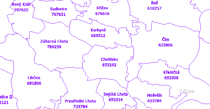 Katastrální mapa Chotilsko