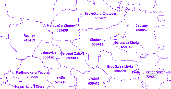 Katastrální mapa Chotoviny