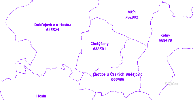 Katastrální mapa Chotýčany