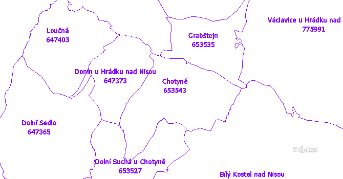 Katastrální mapa Chotyně