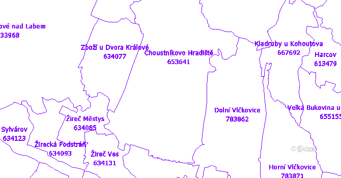 Katastrální mapa Choustníkovo Hradiště