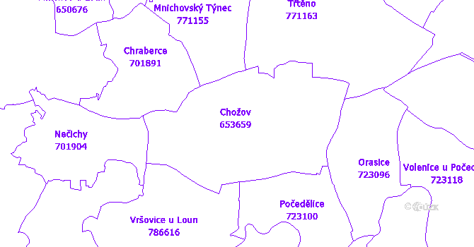 Katastrální mapa Chožov