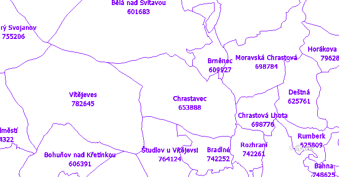Katastrální mapa Chrastavec