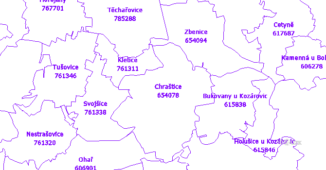 Katastrální mapa Chraštice