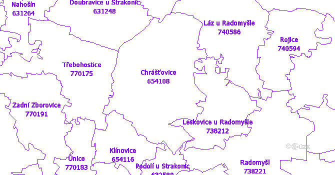 Katastrální mapa Chrášťovice