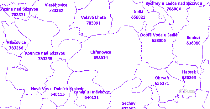 Katastrální mapa Chřenovice