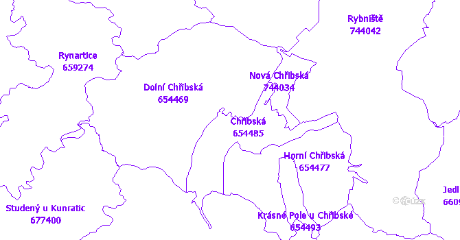 Katastrální mapa Chřibská