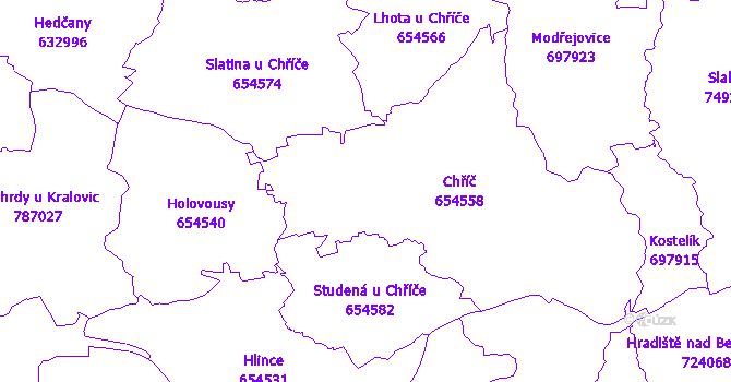 Katastrální mapa Chříč