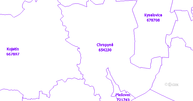 Katastrální mapa Chropyně