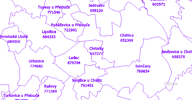 Katastrální mapa Chrtníky