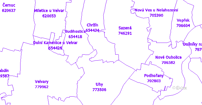 Katastrální mapa Chržín