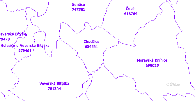 Katastrální mapa Chudčice