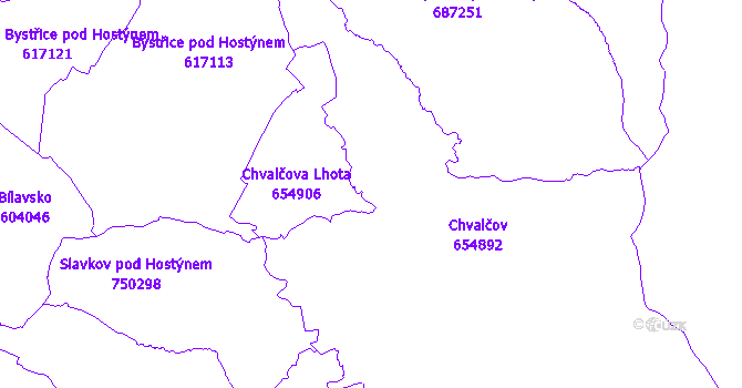 Katastrální mapa Chvalčov