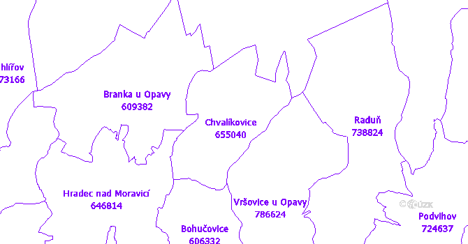 Katastrální mapa Chvalíkovice