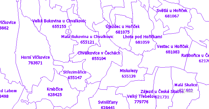 Katastrální mapa Chvalkovice