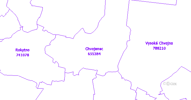 Katastrální mapa Chvojenec