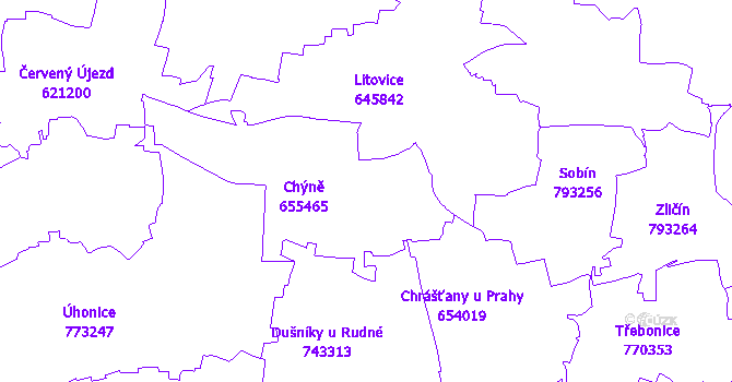 Katastrální mapa Chýně