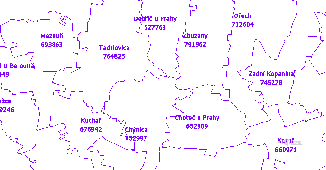 Katastrální mapa Chýnice