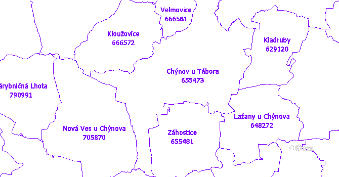 Katastrální mapa Chýnov