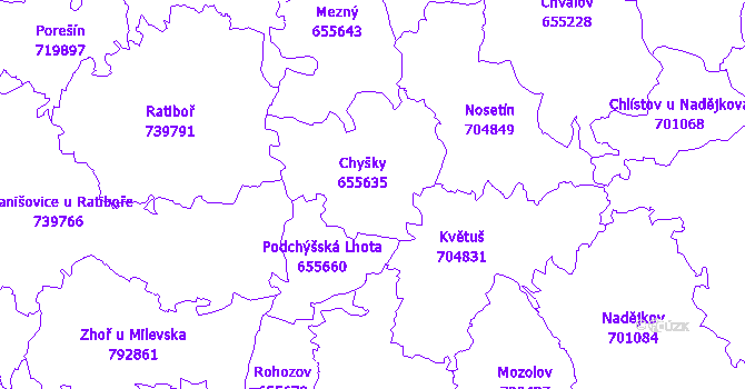 Katastrální mapa Chyšky