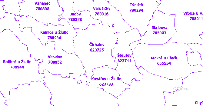 Katastrální mapa Čichalov
