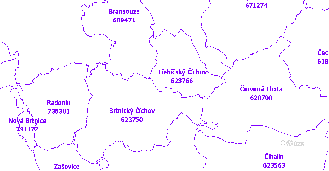 Katastrální mapa Číchov