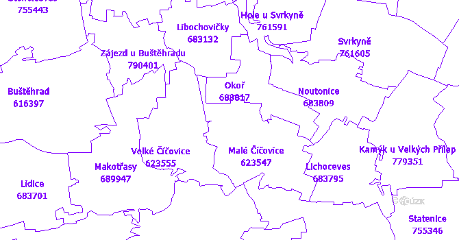 Katastrální mapa Číčovice