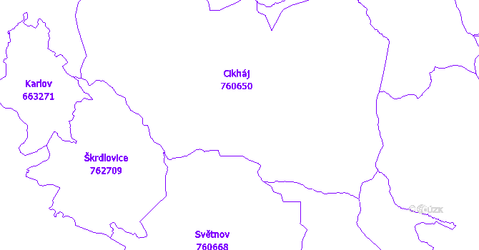 Katastrální mapa Cikháj