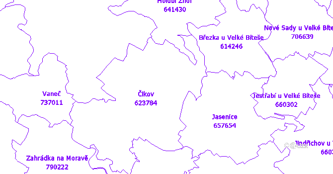 Katastrální mapa Čikov