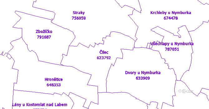 Katastrální mapa Čilec