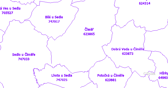 Katastrální mapa Číměř