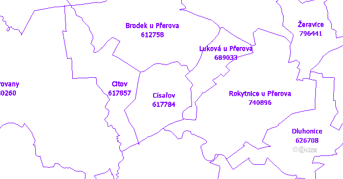 Katastrální mapa Císařov