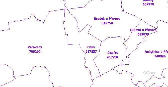 Katastrální mapa Citov