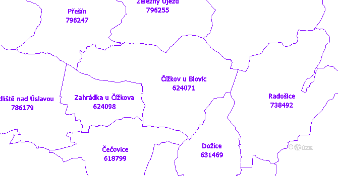 Katastrální mapa Čížkov