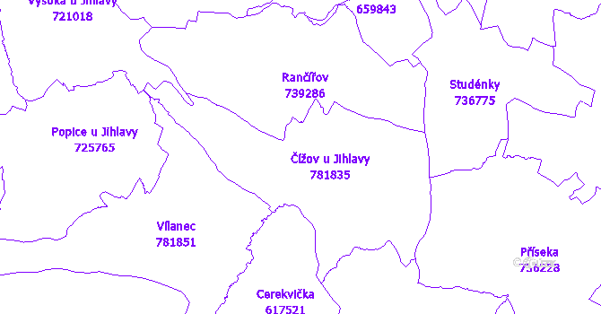 Katastrální mapa Čížov