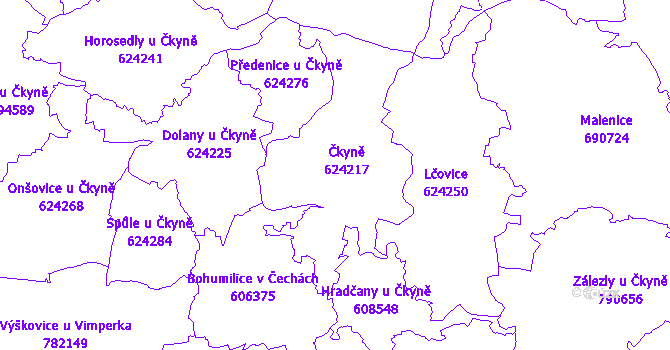 Katastrální mapa Čkyně