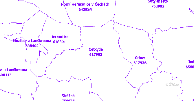 Katastrální mapa Cotkytle