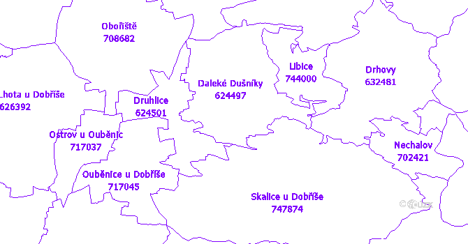 Katastrální mapa Daleké Dušníky
